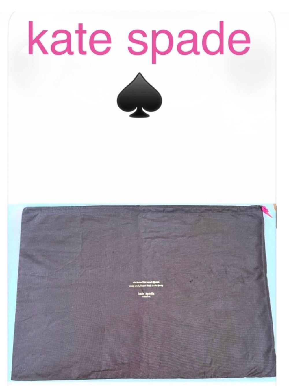 Kate Spade 19X27 Large Brown Dust Bag Pink Rope and floated back to the party